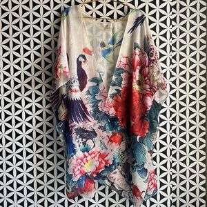 Multi Peony & Peacock Kimono